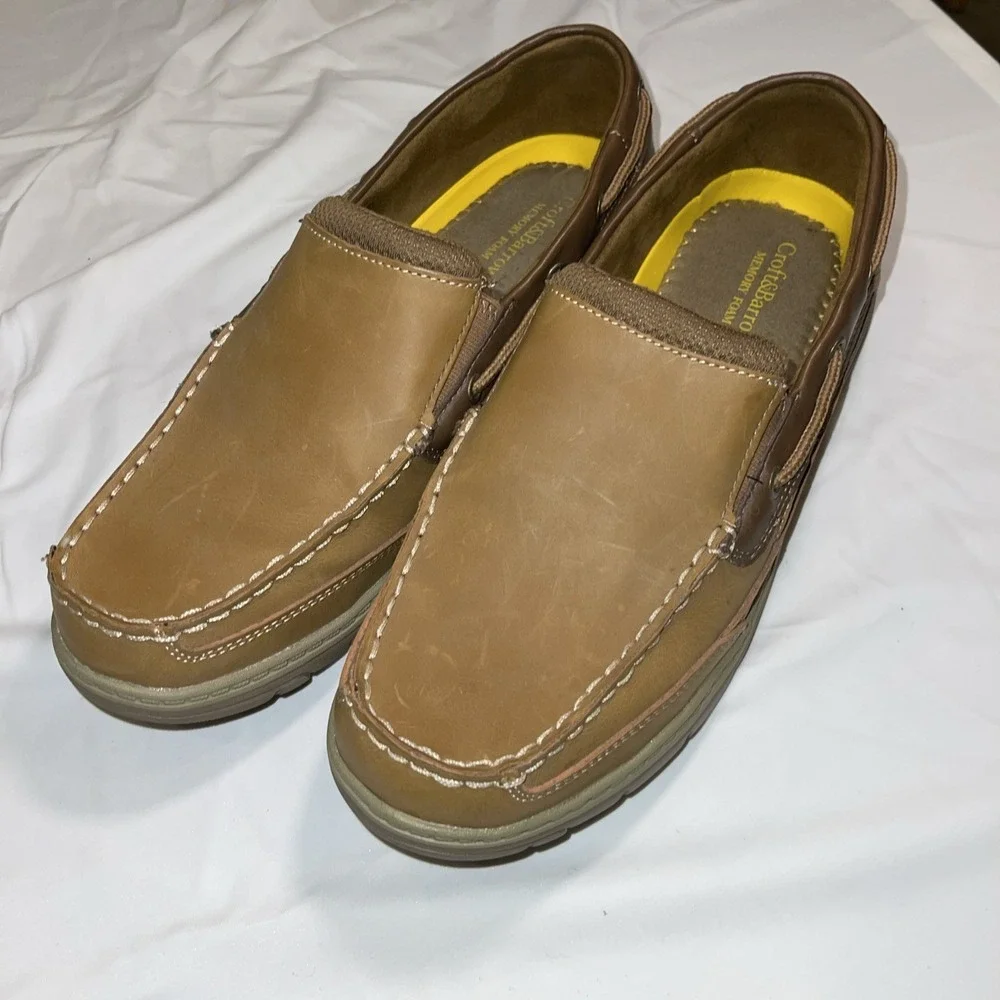 Croft & Barrow Coffee‎ Roast Leather Boat Shoes Moccasins Size 11 Acadamia Men's